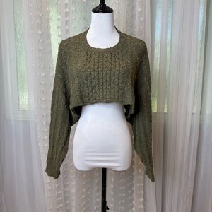 Forever 21 Olive Cropped Knit Sweater